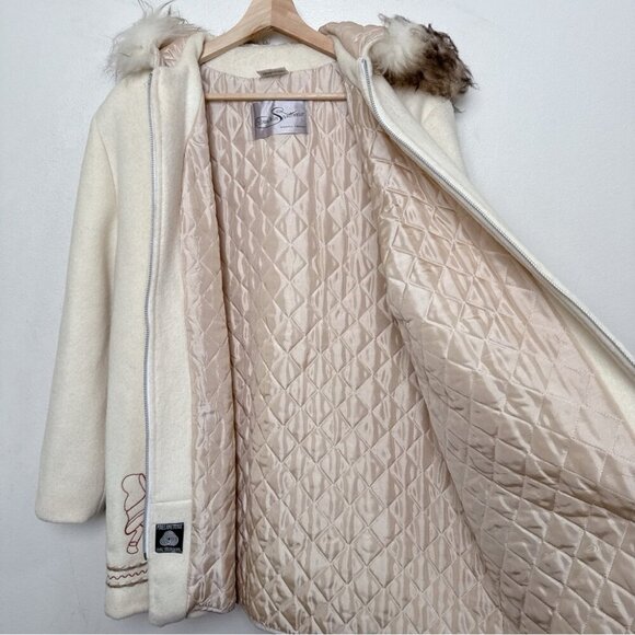 Canadian Sportwear Womens 16 1/2 Wool Northern Faux Fur Hood Trim Parka - Picture 13 of 16